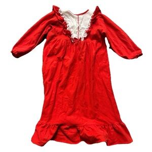Vintage Alexis Toddler Girl Red Nightgown With White Detail Size 4